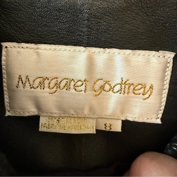 Vintage Margaret Godfrey Black Leather Sleeveless Jacket Vest Size 8 Women - Picture 6 of 10